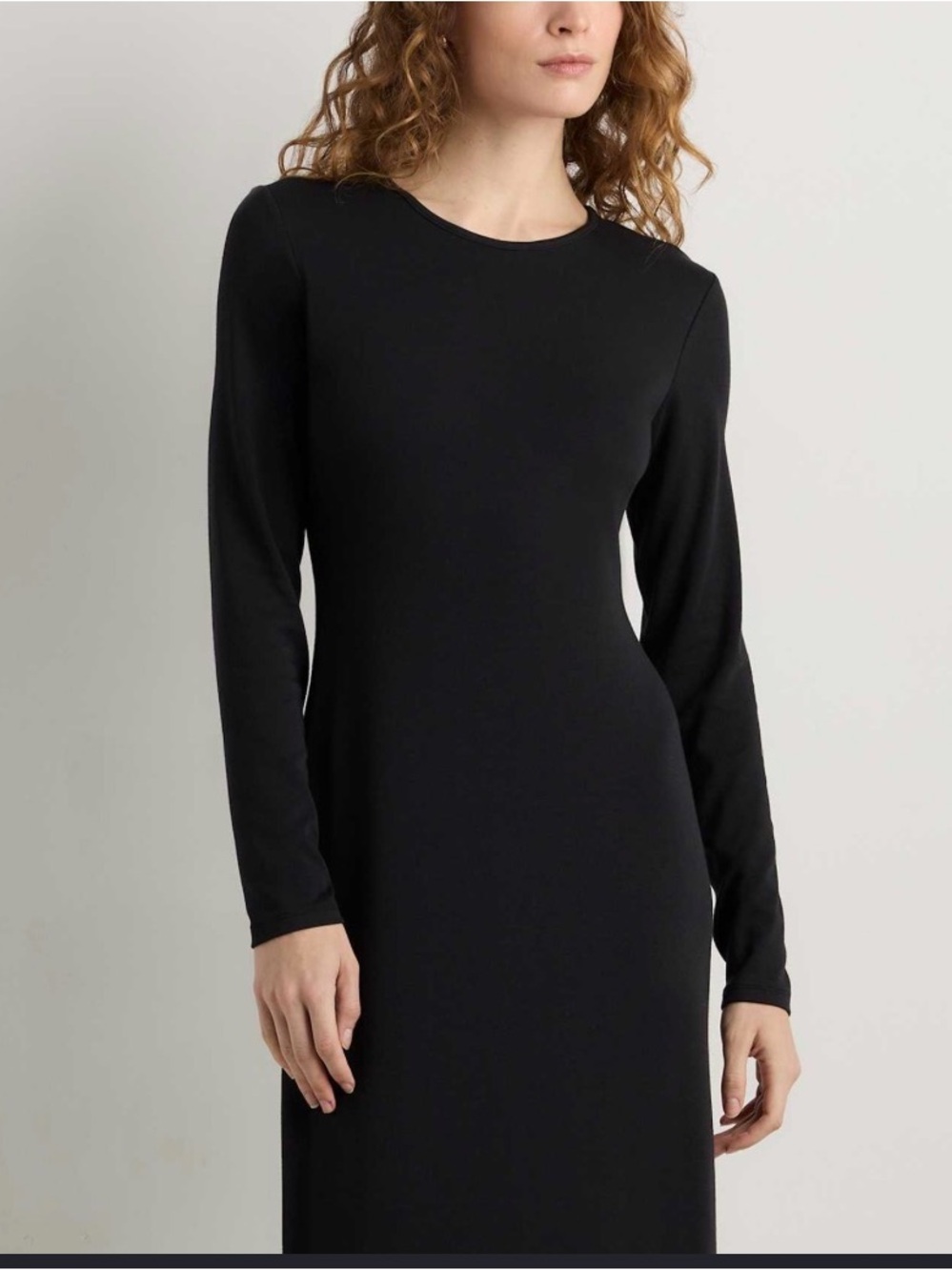 Black Long Sleeve Crewneck Dress - Classic Women's Dress